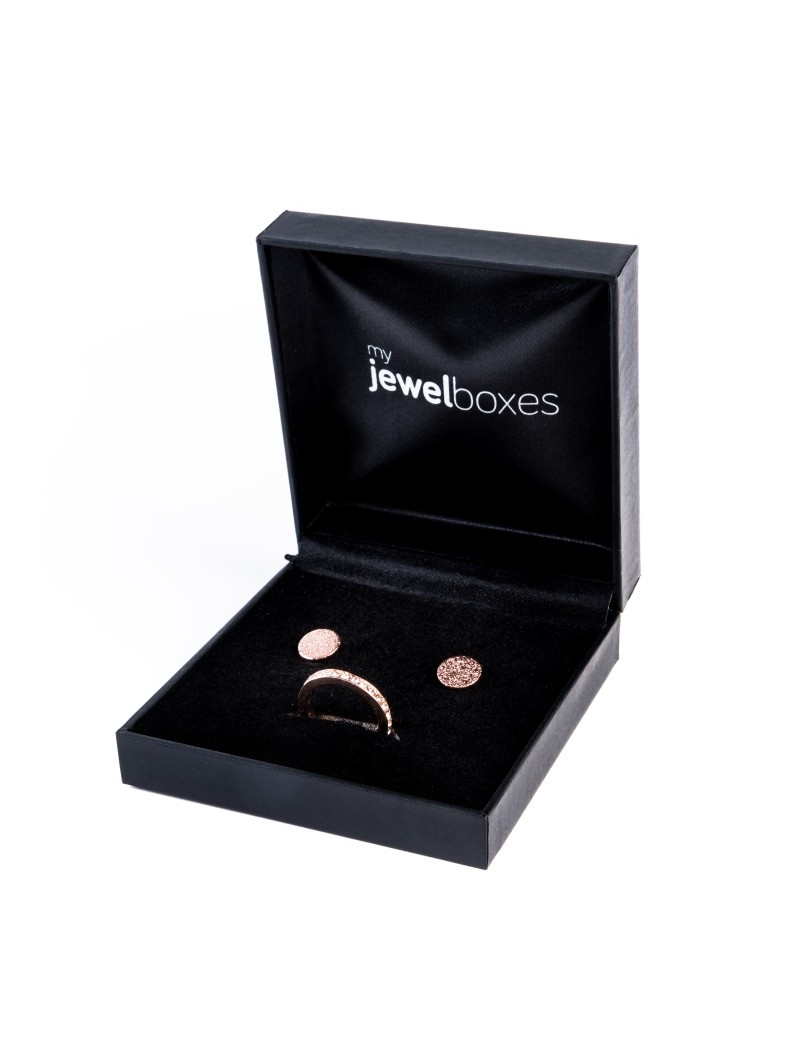 Estuche polipiel para conjunto de anillo y pendientes