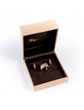 Estuche forrado Ante para conjunto de anillo y pendientes