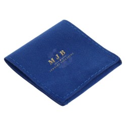 Bolsa de antelina azul 56x56 mm con logotipo dorado MyJewelBoxes - BAN71-A