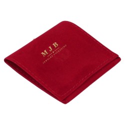 Bolsa de antelina burdeos 56x56 mm con logotipo dorado MyJewelBoxes - BAN71-BU