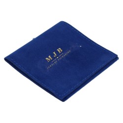 Bolsa de antelina azul 79x79 mm con logotipo dorado MyJewelBoxes - BAN72-A
