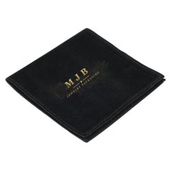 Bolsa de antelina negra 100x100 mm con logotipo dorado MyJewelBoxes - BAN73-N