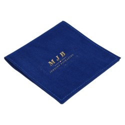 Bolsa de antelina azul 100x100 mm con logotipo dorado MyJewelBoxes - BAN73-A
