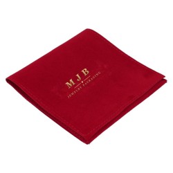 Bolsa de antelina burdeos 100x100 mm con logotipo dorado MyJewelBoxes - BAN73-BU