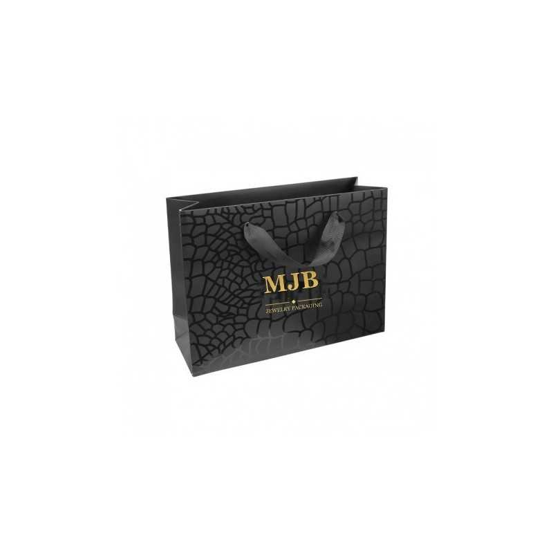 Bolsa de papel de lujo UVI 200x150x70 mm en negro con grabado tipo coco - MyJewelBoxes