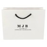 Bolsa de papel mate blanca con asa de cordón negro para joyería y bisutería, logotipo MJB - BPM200BN 200 x 150 x 70 mm