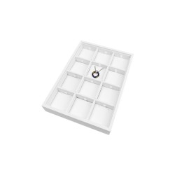 Bandeja de joyería de madera y polipiel blanca para colgantes, 160x225x30 mm - BJP-C-B