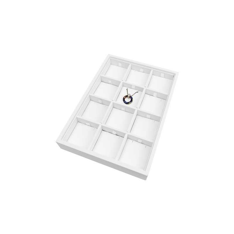 Bandeja de joyería de madera y polipiel blanca para colgantes, 160x225x30 mm - BJP-C-B