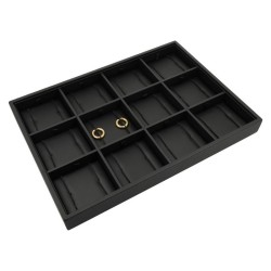 Bandeja de joalharia para 12 pares de argolas 315x225x30 mm - Preto