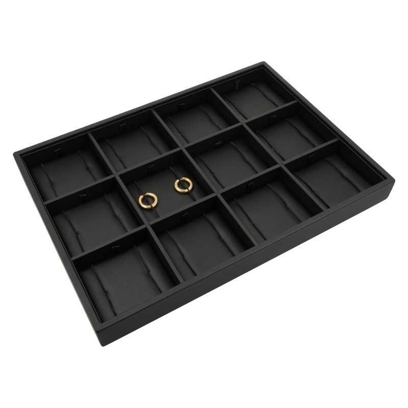 Schmucktablett für 12 Paar Creolen 315x225x30 mm - Schwarz