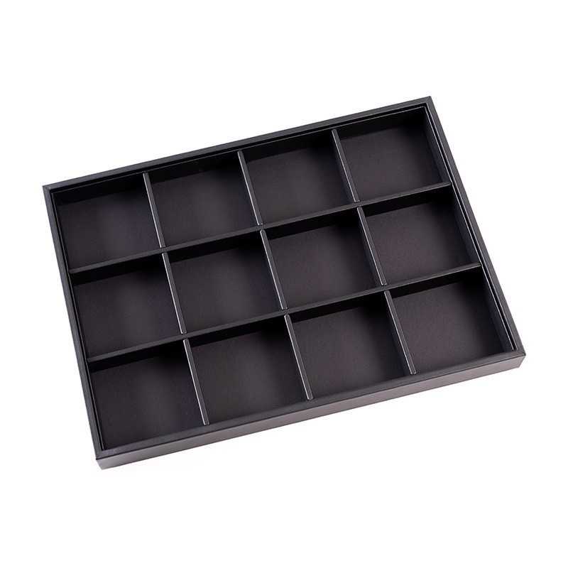 Bandeja de joalharia para 12 compartimentos 315x225x30 mm - Preto