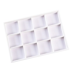 Bandeja de joalharia para 12 compartimentos 315x225x30 mm - Branco