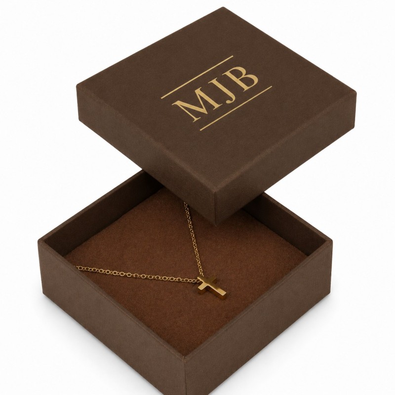 Caja para colgante 86×86×32 mm SAV5, cartón marrón con papel texturizado — Serie Savannah