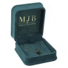 Open bottle green velvet jewellery box CHA2C-V holding a pendant on its chain, gold MJB logo inside the lid