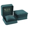 Views of the bottle green velvet jewellery box for Bracelets & Bangles CHA3CJ-V, 94x95x53 mm, gold MJB logo inside the lid