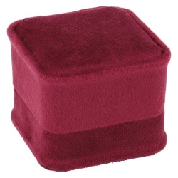 Estuche para Anillos con Pestaña CHA1SP-BU cerrado, en terciopelo burdeos, 58x58x49 mm
