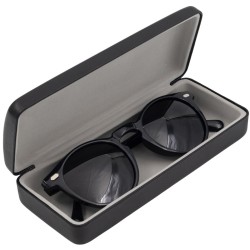 Estojo rígido para óculos preto com forro cinzento-claro GAF1R-NG, com uns óculos no interior