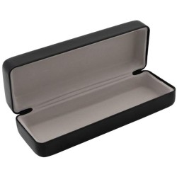 Small black hard glasses case with a light grey lining GAF2R-N, open view
