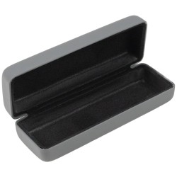 Petit étui à lunettes rigide gris soft-touch à doublure noire GAF2R-G, vue ouverte