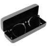 Small grey soft-touch hard glasses case with a black velvet lining GAF2R-G, with glasses inside