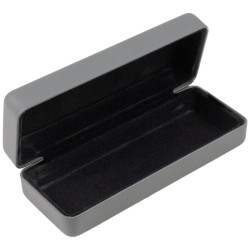 Estojo rígido grande para óculos cinzento com forro de veludo preto GAF3R-G, vista aberta