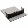 Black folding glasses case in metallic-look faux leather GAF4P-N, with glasses inside