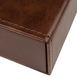 Caja para gafas marrón con 3 compartimentos GAF8C-M, detalle del material