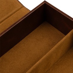 Caixa para óculos castanha com 3 compartimentos GAF8C-M, pormenor do material