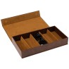 Brillen-Aufbewahrungsbox braun mit 5 Fächern GAF9C-M, mit eingelegter Brille