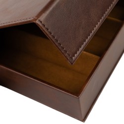 Caja para gafas marrón con 5 compartimentos GAF9C-M, detalle del material