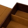 Brown glasses case with 5 compartments in faux leather GAF9C-M, material detail