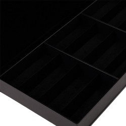 Caja para gafas negra con 12 compartimentos GAF10C-N, detalle del material