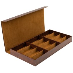 Caja para gafas marrón con 12 compartimentos GAF10C-M, vista abierta