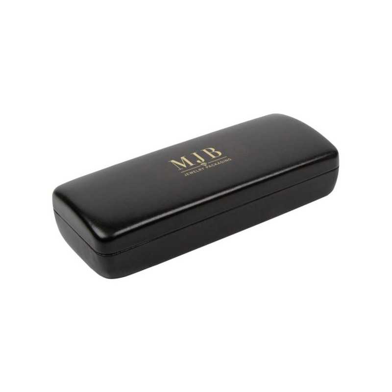 Estuche rígido para gafas negro 160×65×33 mm - GAF1R-N con el logotipo MJB estampado, vista 1