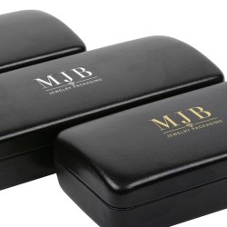 Estuche rígido para gafas negro 160×65×33 mm - GAF1R-N con el logotipo MJB estampado, vista 3