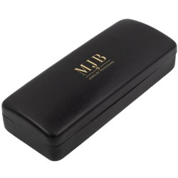 Black Hard Glasses Case with Grey Lining 160×65×33 mm - GAF1R-NG with the MJB logo stamped, view 1