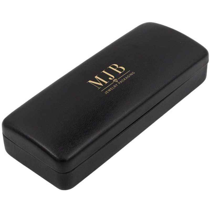 Étui à lunettes rigide noir à doublure grise 160×65×33 mm - GAF1R-NG avec le logo MJB marqué à chaud, vue 1