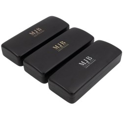 Black Hard Glasses Case with Grey Lining 160×65×33 mm - GAF1R-NG with the MJB logo stamped, view 3