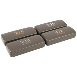 Estuche rígido para gafas gris 160×65×33 mm - GAF1R-G con el logotipo MJB estampado, vista 6