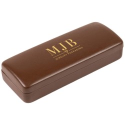 Brown Hard Glasses Case 160×65×33 mm - GAF1R-M with the MJB logo stamped, view 1