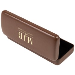 Astuccio rigido per occhiali marrone 160×65×33 mm - GAF1R-M con il logo MJB stampato a caldo, vista 2