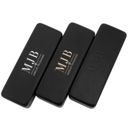 Small Black Hard Glasses Case 155×55×36 mm - GAF2R-N with the MJB logo stamped, view 4