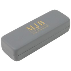 Astuccio rigido piccolo per occhiali grigio 155×55×36 mm - GAF2R-G con il logo MJB stampato a caldo, vista 1