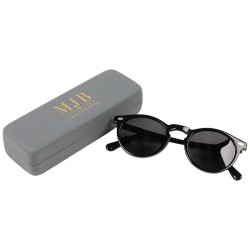 Astuccio rigido piccolo per occhiali grigio 155×55×36 mm - GAF2R-G con il logo MJB stampato a caldo, vista 3