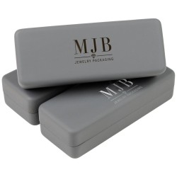 Großes Hartschalen-Brillenetui grau 167×64×42 mm - GAF3R-G mit geprägtem MJB-Logo, Ansicht 5