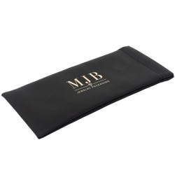 Custodia morbida a molla per occhiali nera 178×85×5 mm - GAF5B-N con il logo MJB stampato a caldo, vista 1