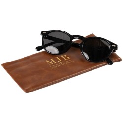 Estojo flexível de mola para óculos castanho 178×85×5 mm - GAF5B-M com o logótipo MJB estampado, vista 2