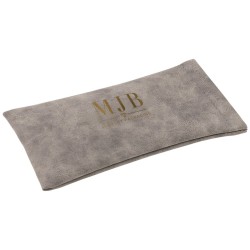 Grey Soft Velvet-Lined Glasses Case 178×85×5 mm - GAF6B-G with the MJB logo stamped, view 1
