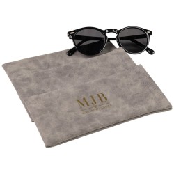 Étui à lunettes souple gris à intérieur velours 178×85×5 mm - GAF6B-G avec le logo MJB marqué à chaud, vue 2