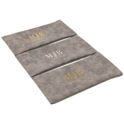 Grey Soft Velvet-Lined Glasses Case 178×85×5 mm - GAF6B-G with the MJB logo stamped, view 6